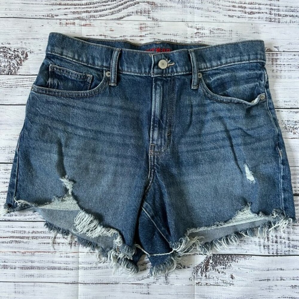 Lucky Brand Blue Distressed 90’s midi short Jean Shorts size 8